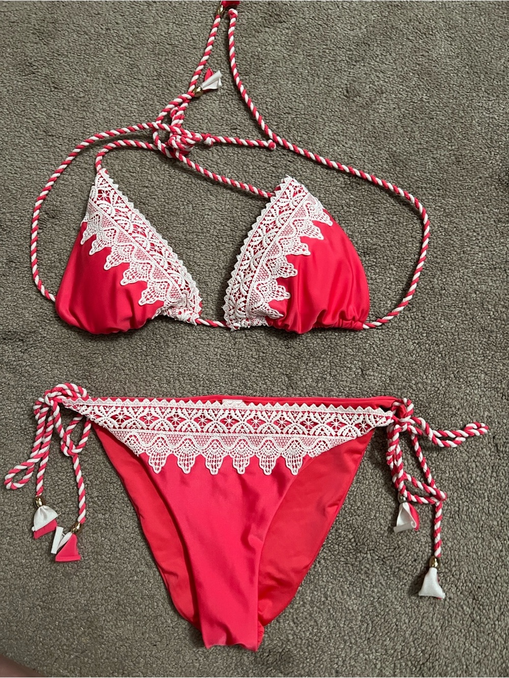 Relleciga coral pink/white size large bikini set - Picture 4 of 5